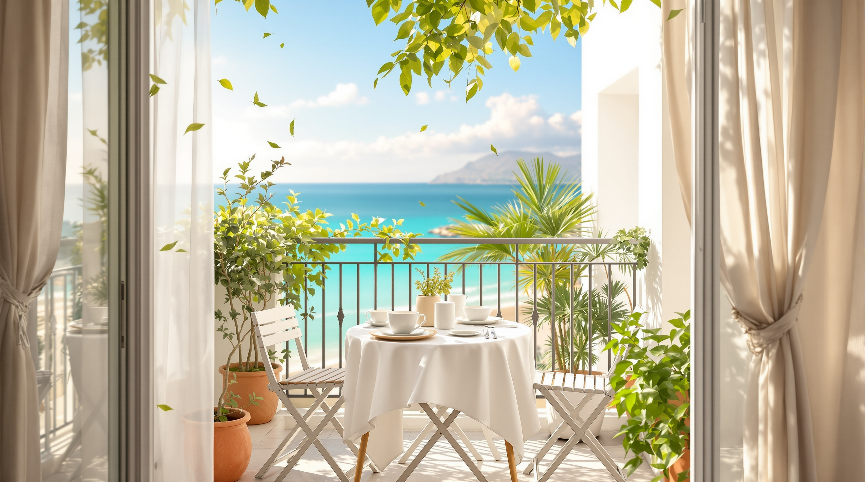 Balcone attrezzato di un appartamento a Baia Verde