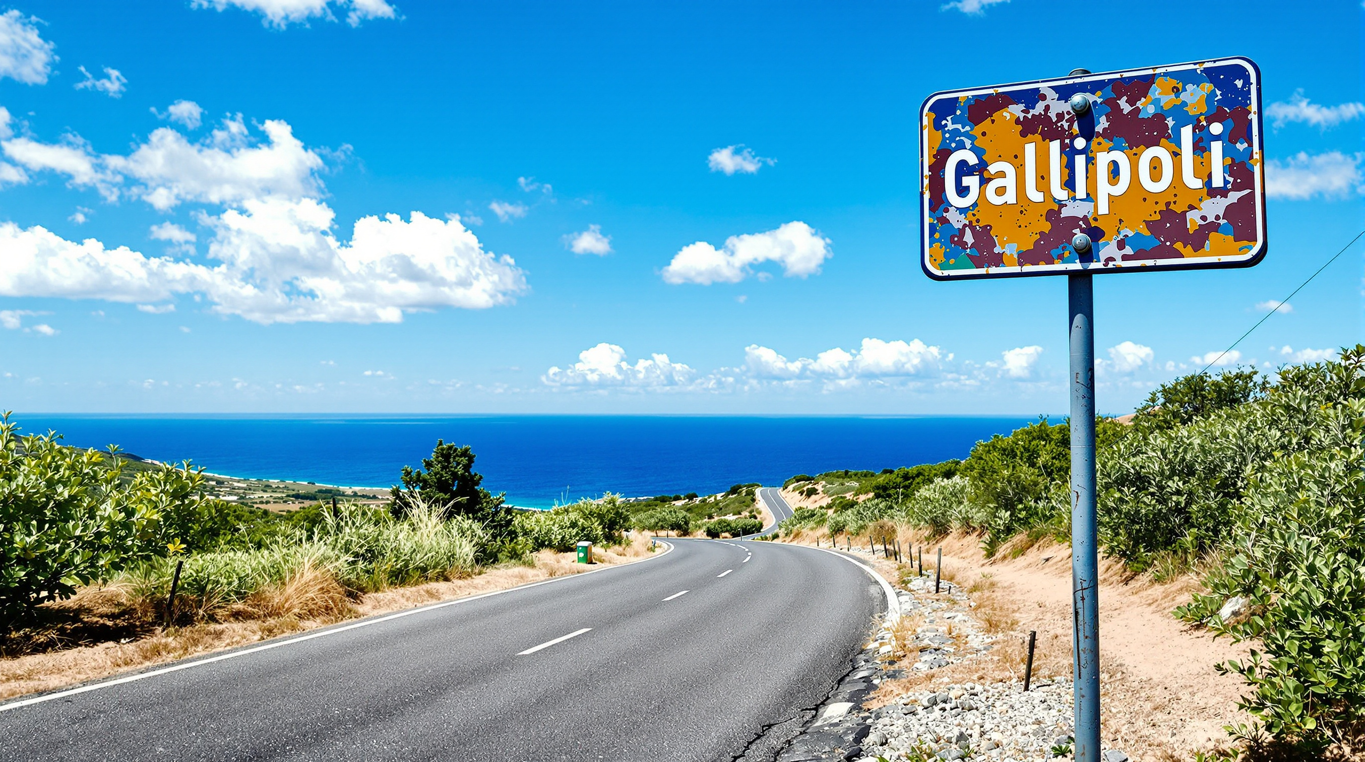 Strada costiera che conduce a Gallipoli nel Salento
