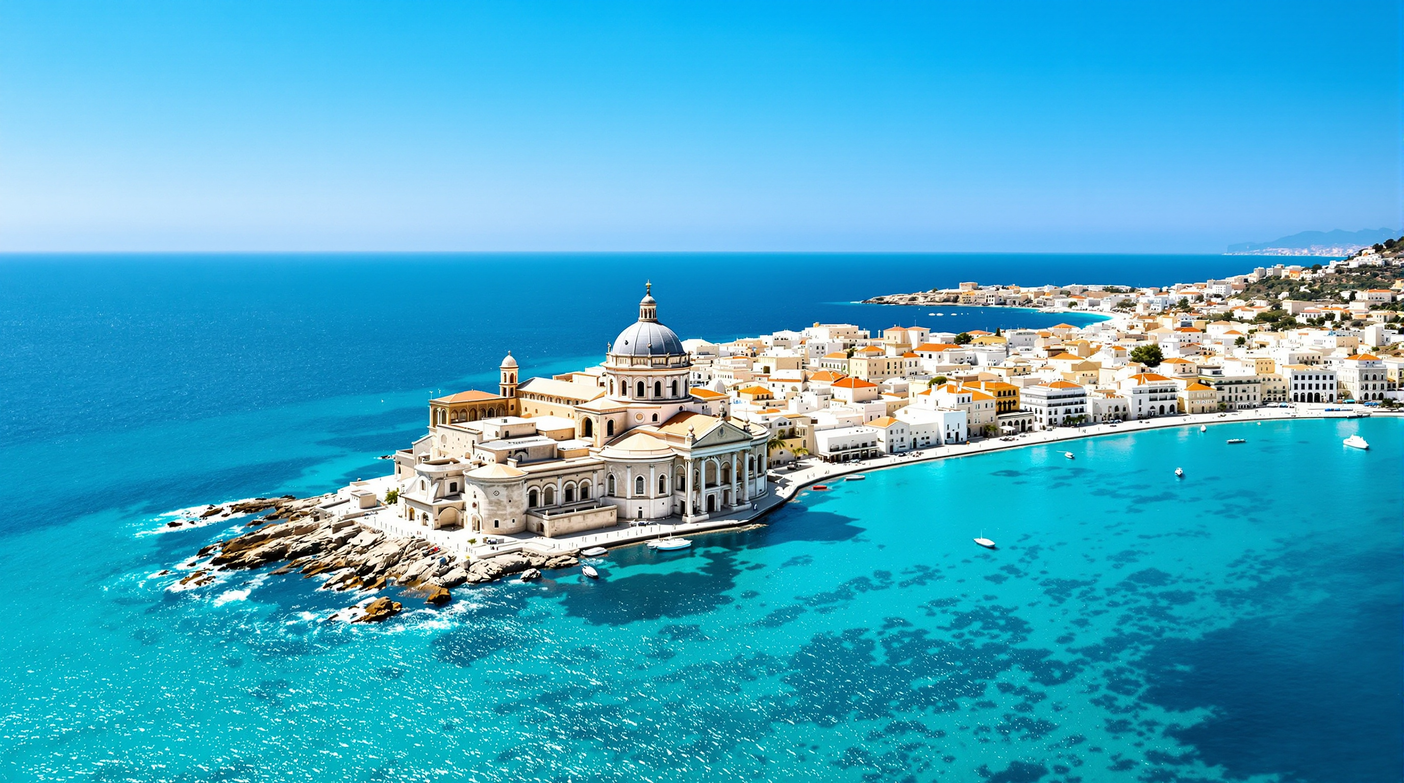 Panorama del centro storico di Gallipoli sull'isola